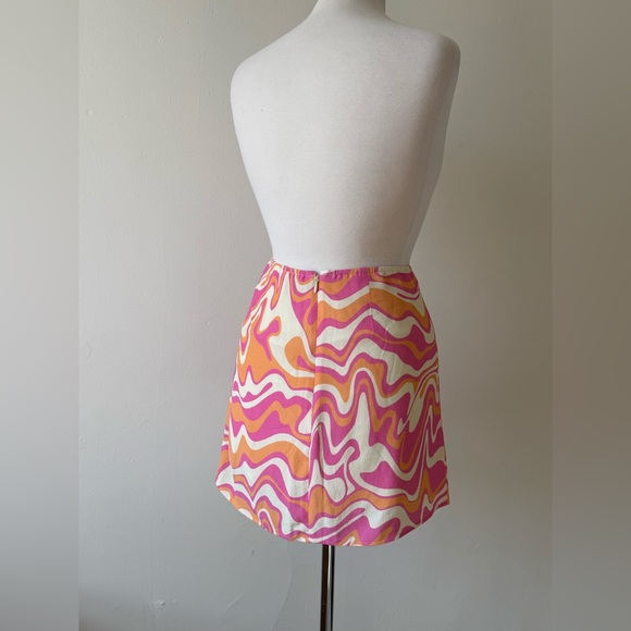 Aritzia Sunday Best Pink & Orange Swirl Mini Skirt – Size 4 - Picture 5 of 8
